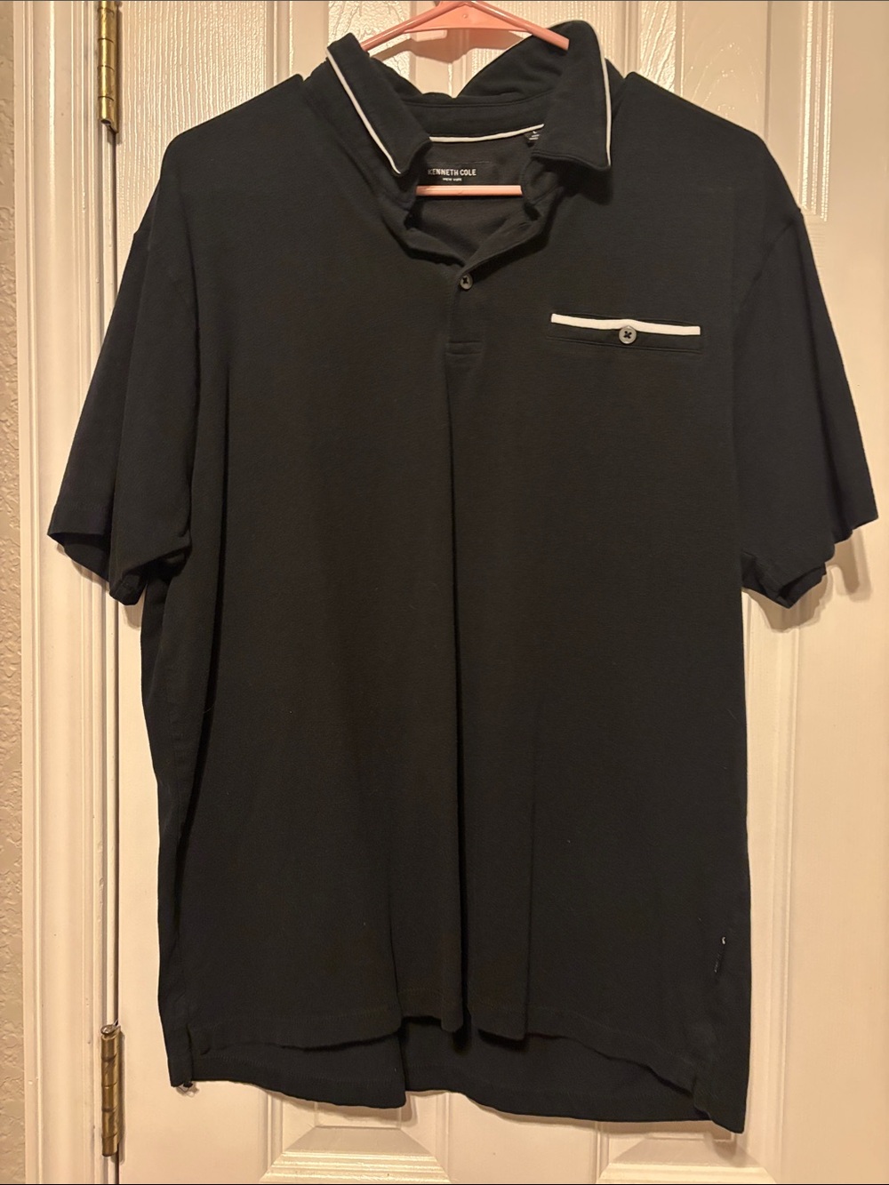 Kenneth Cole Black Polo with White Trim Detail